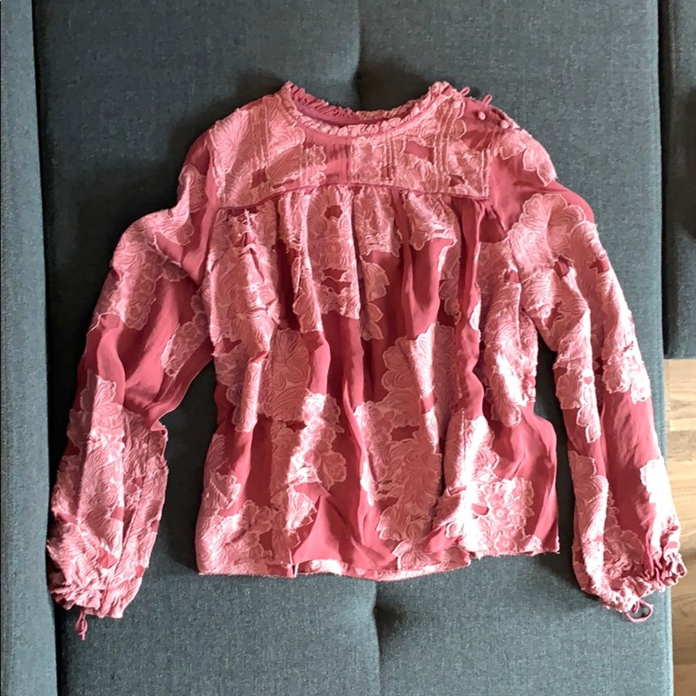 Aritzia Wilfred floral top in medium mauve XS